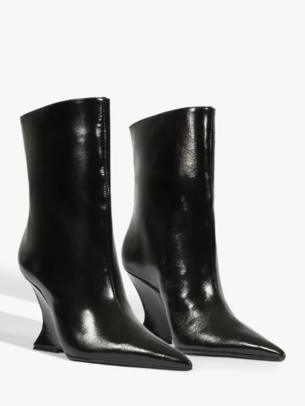 SCHUTZ Siena Black Leather Sculptural Wedge Ankle Boots 8.5M NWOT